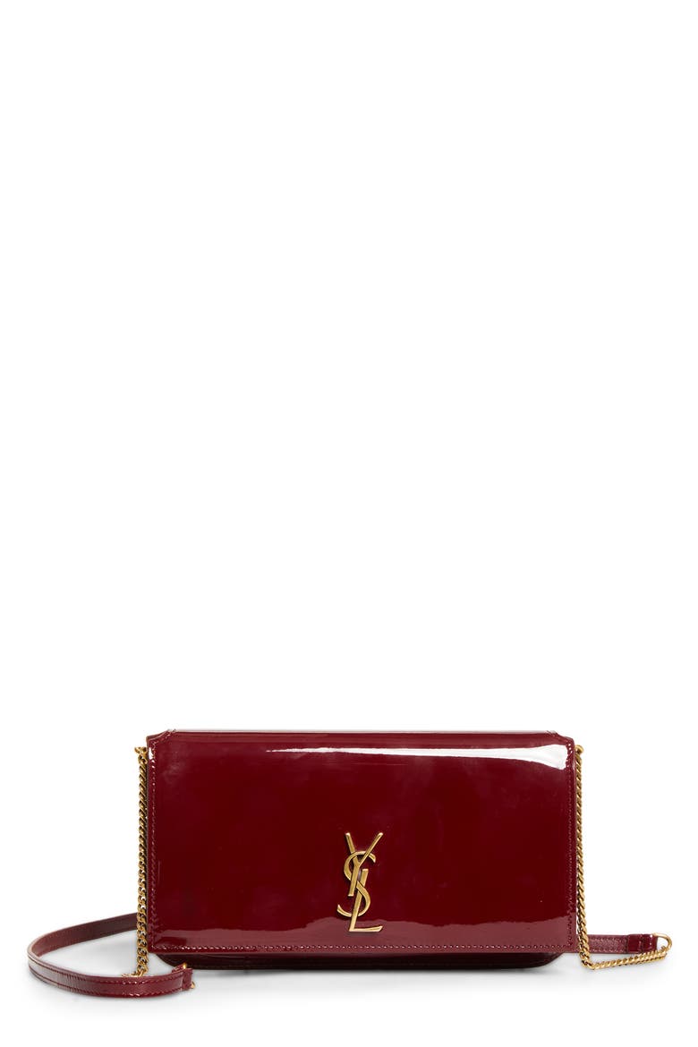Cassandre Patent Leather Phone Bag, Main, color, GRENADE