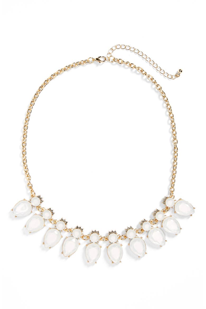 Crystal & Stone Statement Necklace, Main, color, IVORY