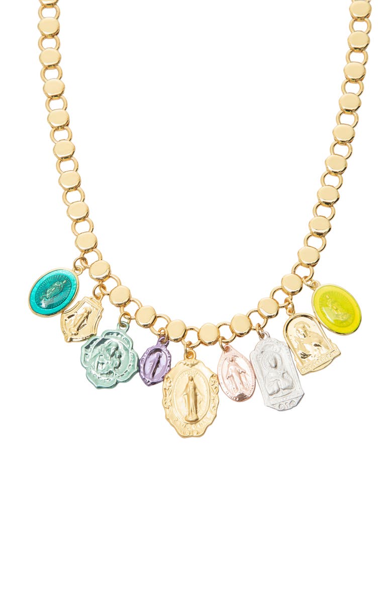 Gilded Icon Charm Necklace, Alternate, color, GOLD