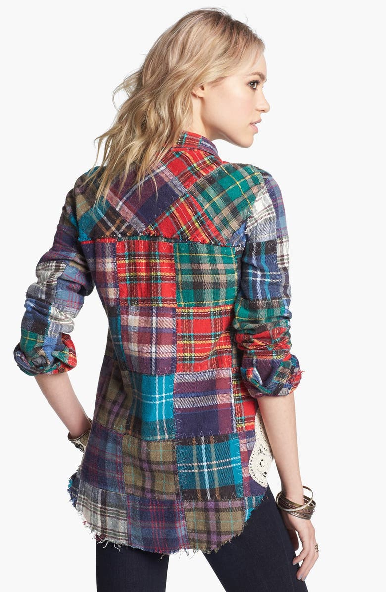 Free People 'Lost in Plaid' Patchwork Shirt, Alternate, color, 