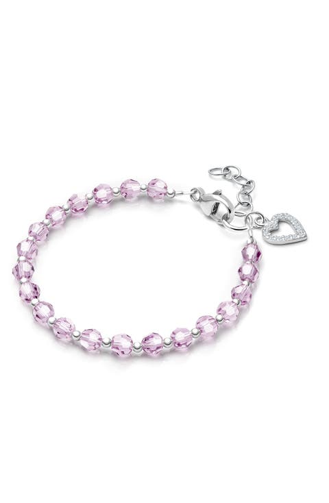 Sterling Silver Birthstone Crystal 6.25" Bracelet