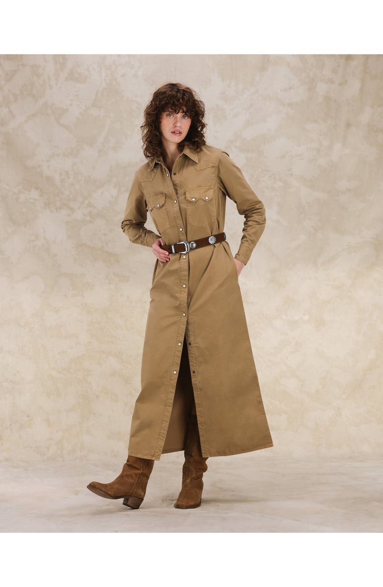 Fortela Vivian Cotton Chemisier Dress, Alternate, color, Camel