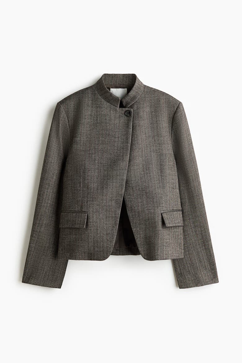 Single-Breasted Jacket, Alternate, color, Gray/herringbone-patterned