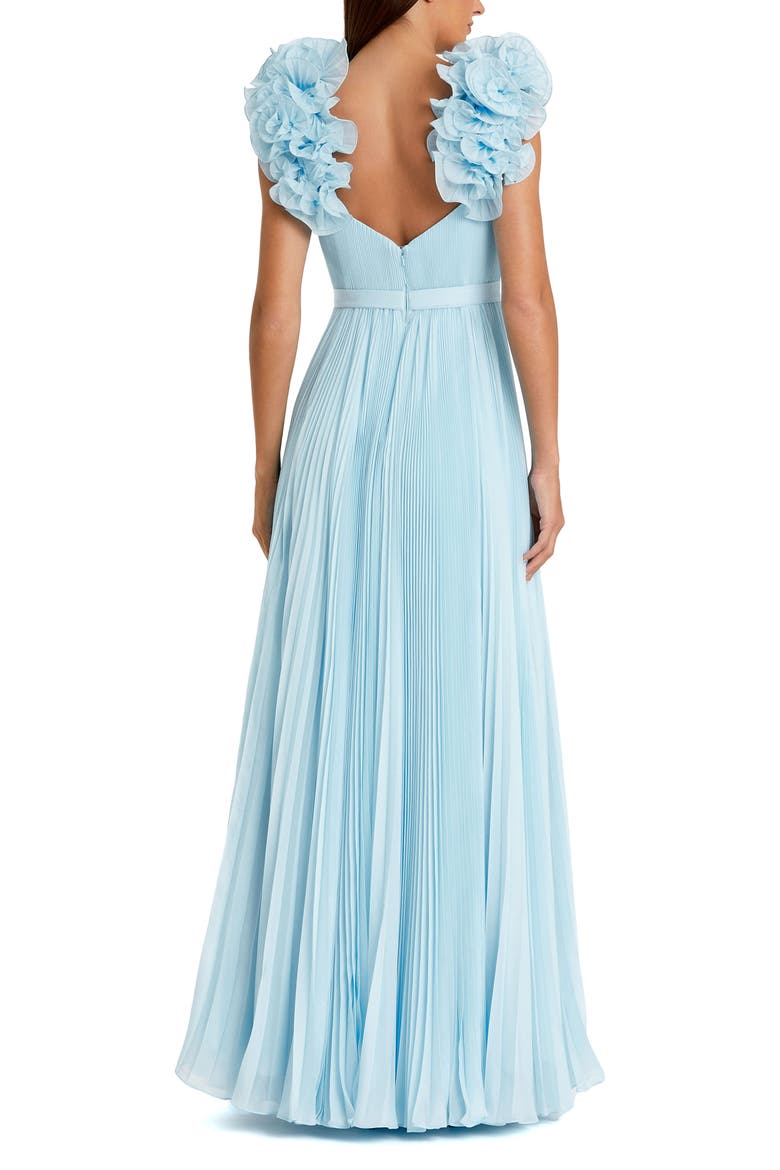 Ruffle Strap Pleated Organza Gown, Alternate, color, Powder Blue
