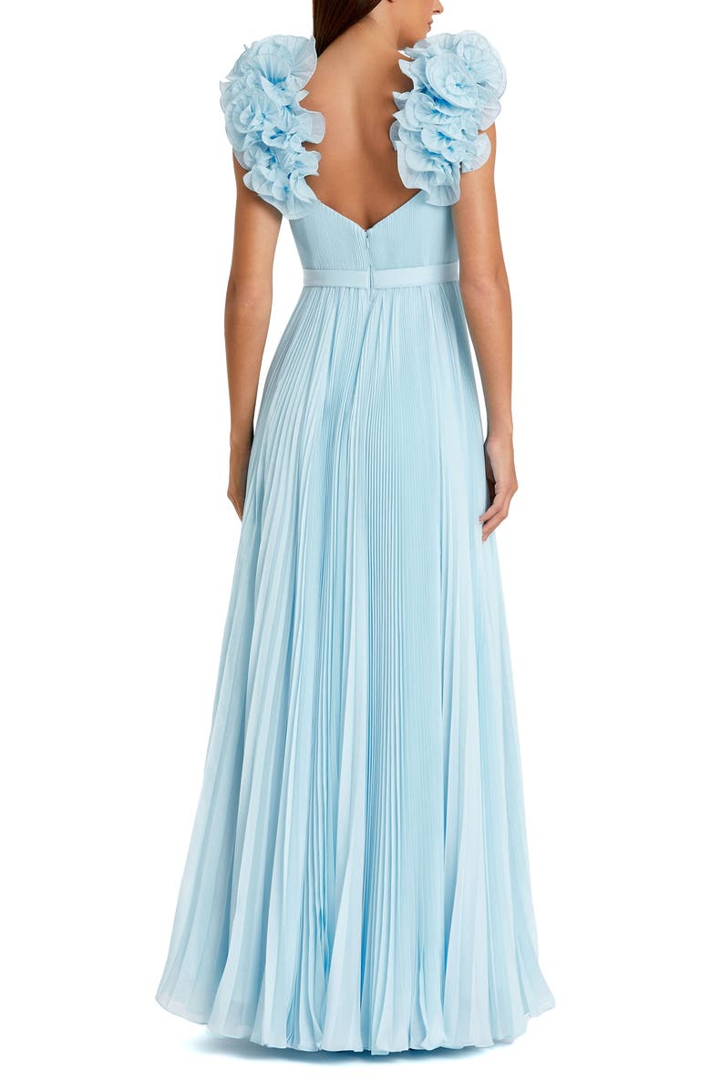 Mac Duggal Ruffle Strap Pleated Organza Gown, Alternate, color, Powder Blue