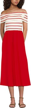 Lands' End Off the Shoulder Slender Mixed Media Dress