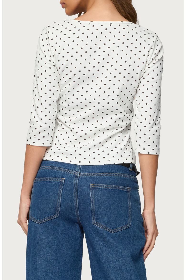 Lela Polka Dot Quarter Sleeve Shirt, Alternate, color, WHITE-AND-BLACK