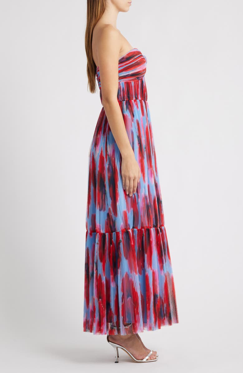 Hutch Bow Front Strapless Maxi Dress, Alternate, color, Peri/ Red