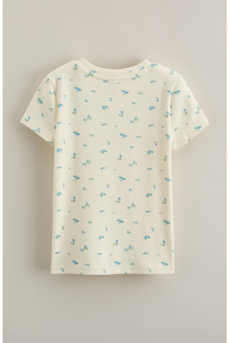 Kids' Rib Short Sleeve Shirt, Alternate, color, IVORY EGRET FAIR ROSES