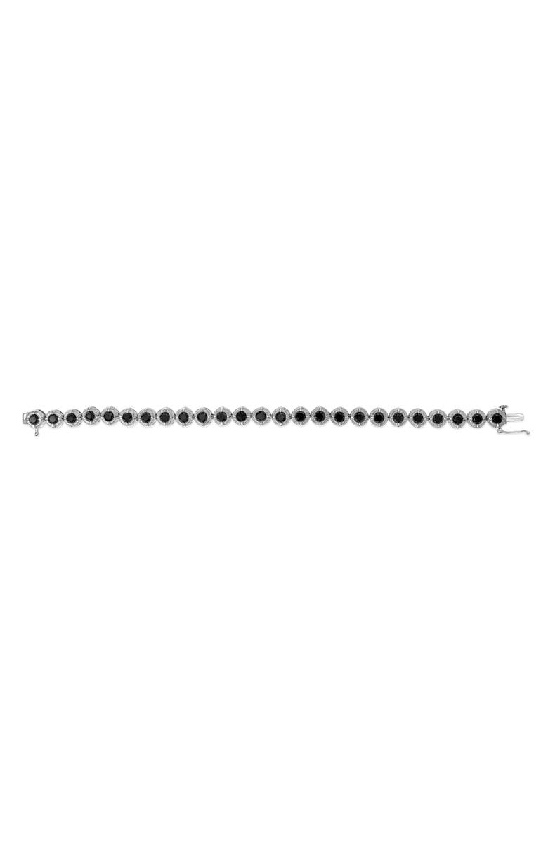 Haus of Brilliance Silver 5.0 Cttw Black Diamond 4 Prong Milgrain Link Tennis Bracelet, Alternate, color, White