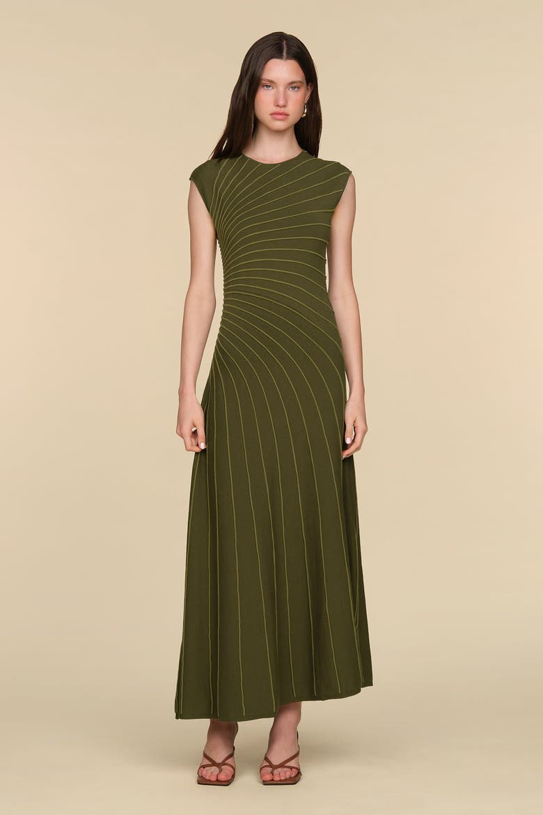 Freya Pleated Knit Dress, Main, color, GREEN JUNIPER