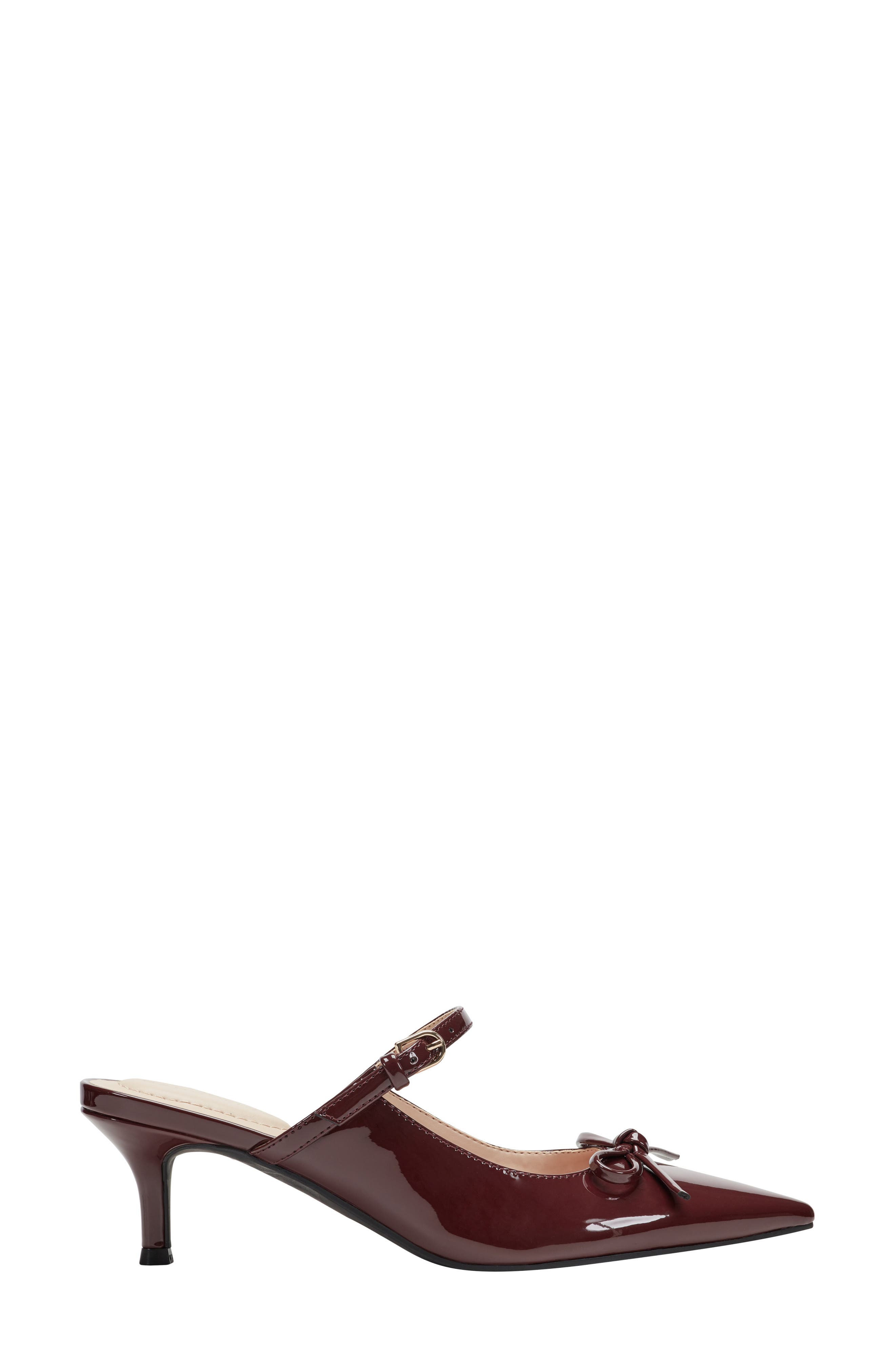 Moss Patent Kitten Heel Mule, Alternate, color, TRUE GARNET
