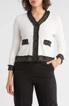 Adrianna Papell Frayed Knit Cardigan