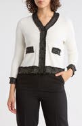 Adrianna Papell Frayed Knit Cardigan