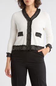 Adrianna Papell Frayed Knit Cardigan