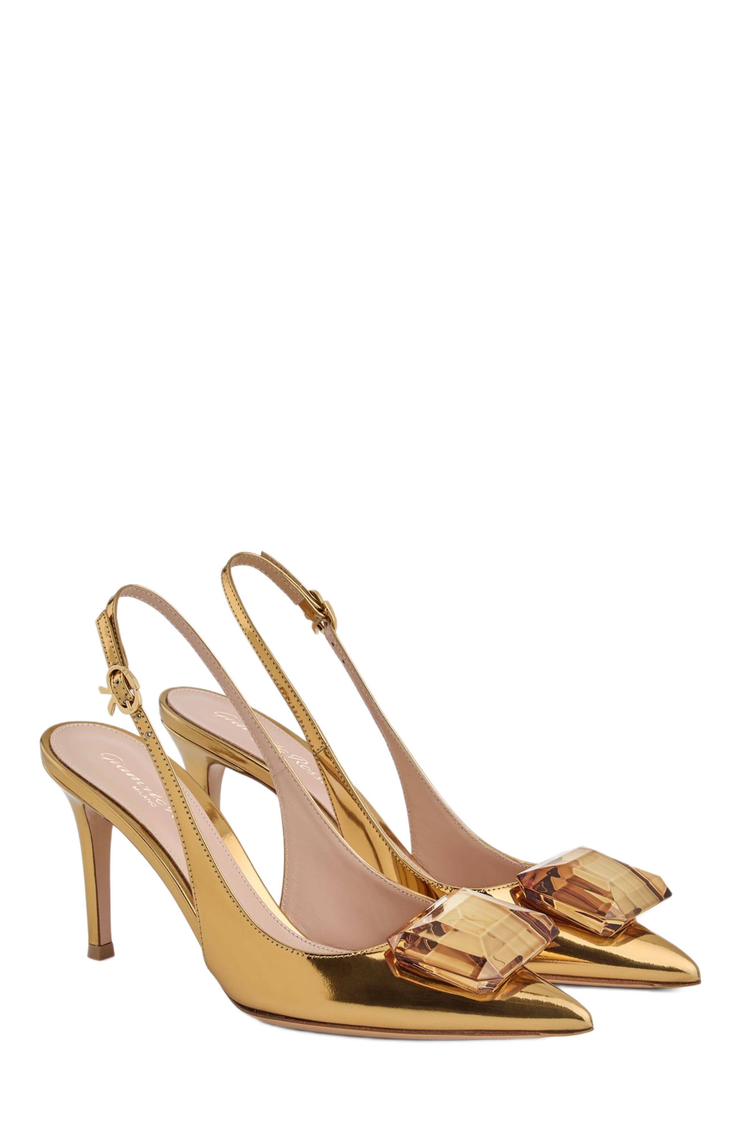 Gianvito Rossi Jaipur Sling, Alternate, color, Gold