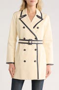 L'AGENCE Toru Leather Trim Trench Coat