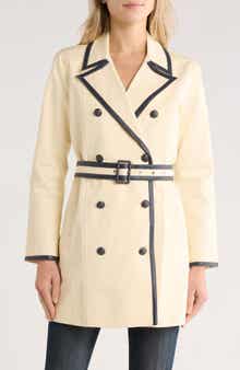 L'AGENCE Toru Leather Trim Trench Coat
