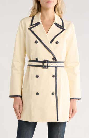 L'AGENCE Toru Leather Trim Trench Coat