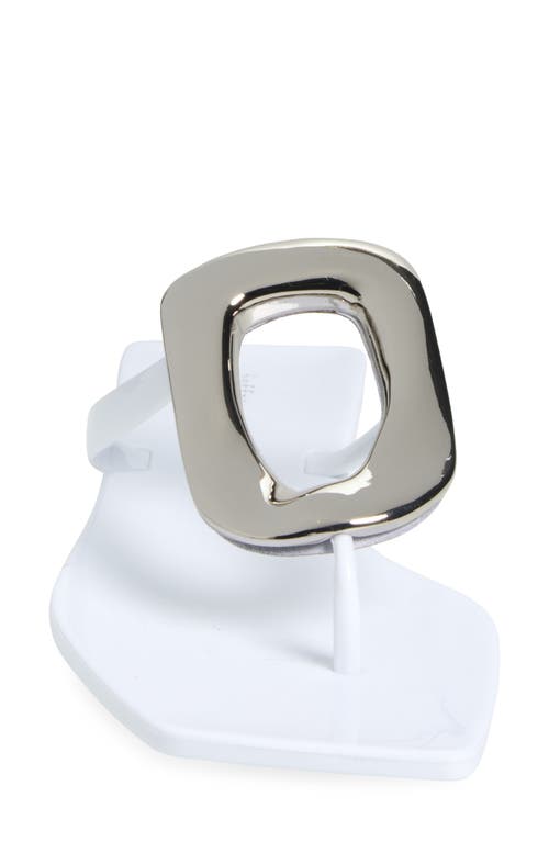 Jeffrey Campbell Linques Flip Flop In White Shiny Silver