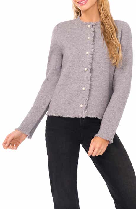 CeCe Fringe Trim Cardigan