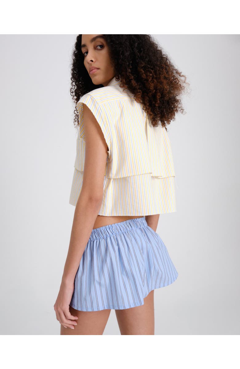 Hommegirls Sleeveless Layered Cropped Shirt, Alternate, color, Yellow Stripe Oxford