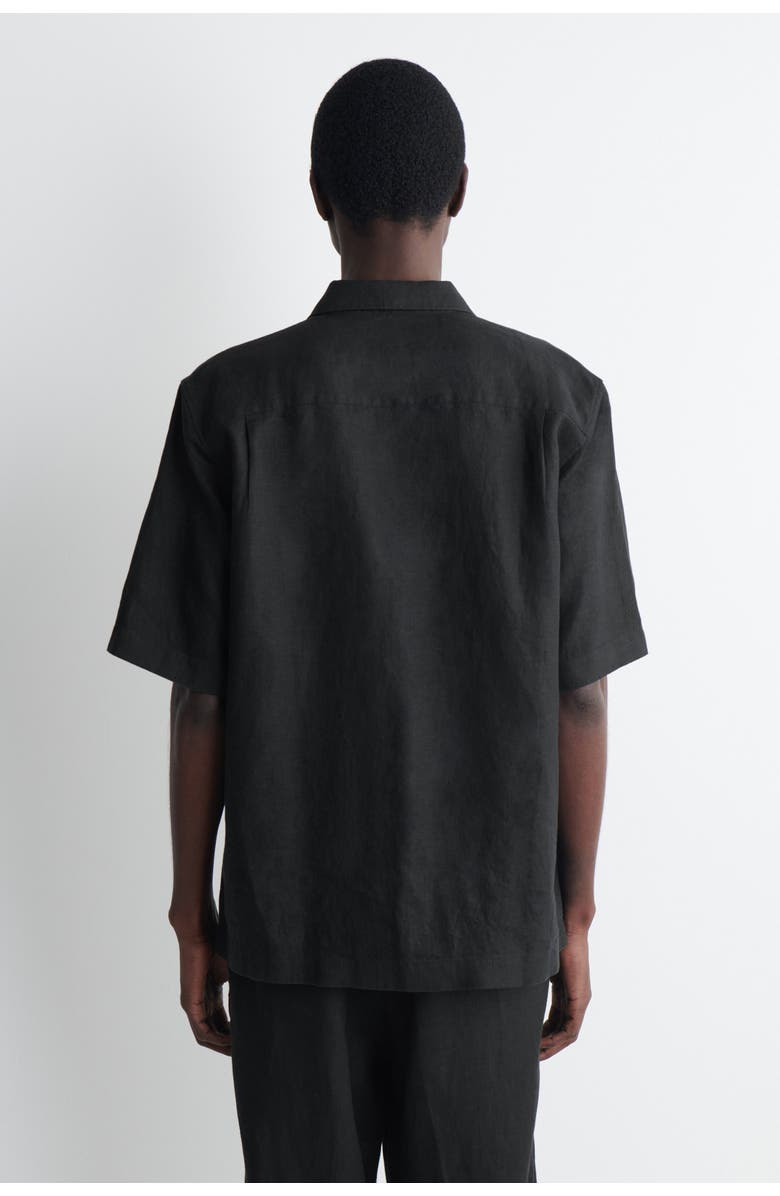 COS Linen Short-sleeved Shirt, Alternate, color, Black