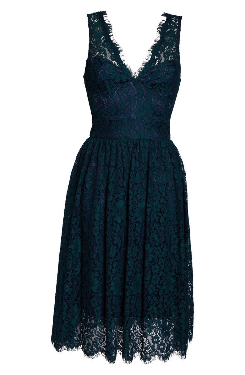 Eliza J Lace Fit & Flare Dress, Alternate, color, 