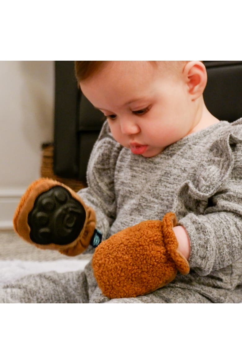 Rattle Mittens Baby Faux Fur Rattle & Teething Mitten Toy, Alternate, color, Brown