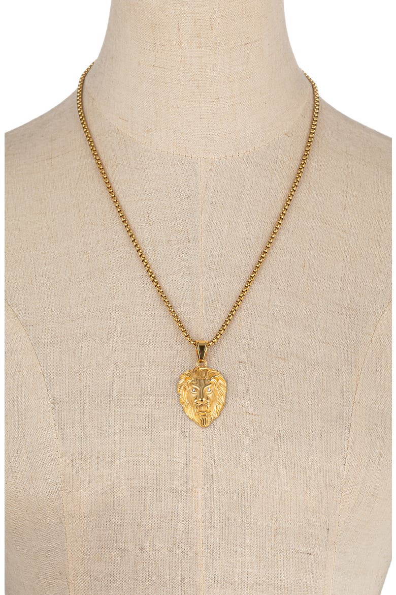 Men's Joseph Lion Head Pendant Necklace, Alternate, color, GOLD