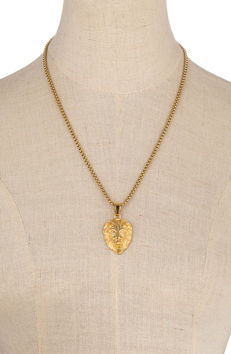 EYE CANDY LOS ANGELES Men's Joseph Lion Head Pendant Necklace, Alternate, color, Gold
