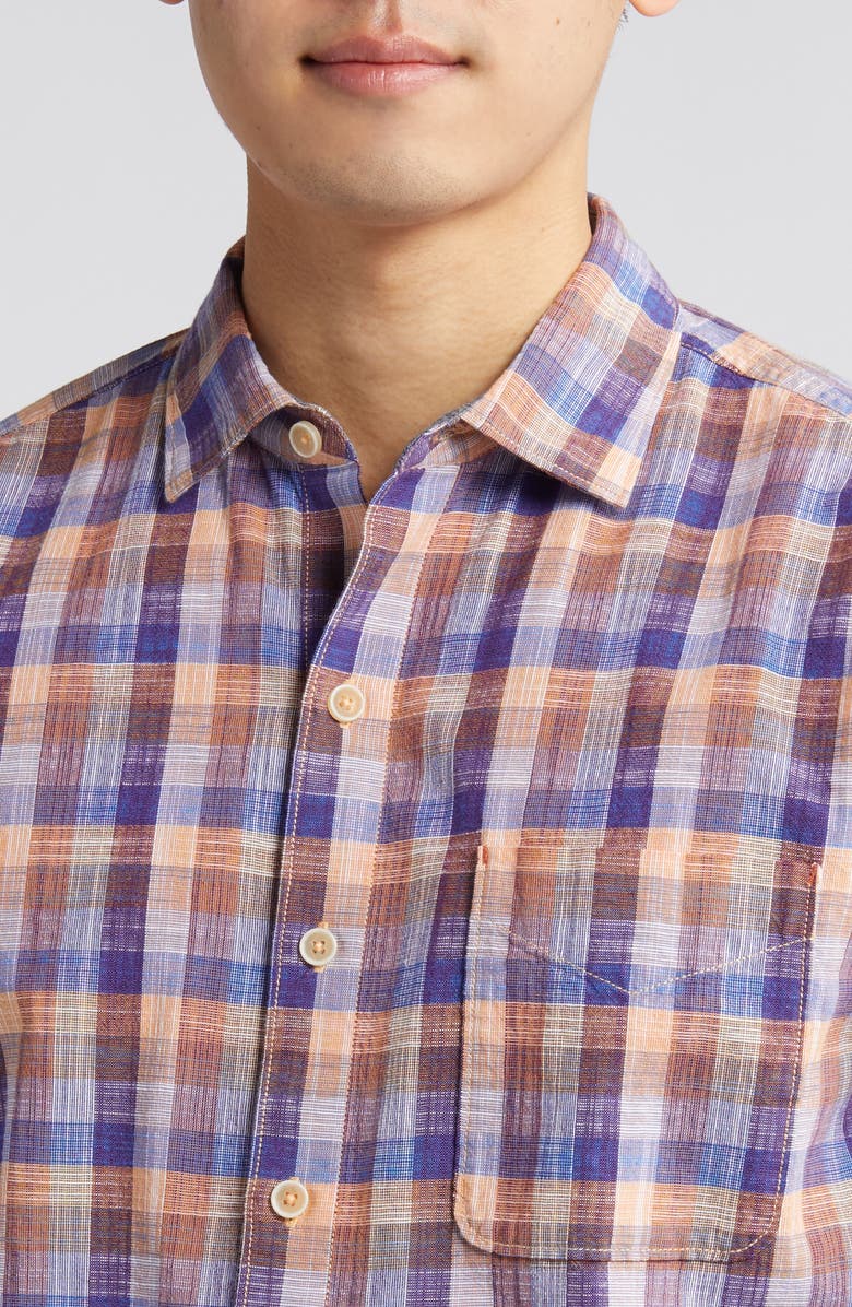 Tommy Bahama Sand Dune Check Woven Cotton Button-Up Shirt, Alternate, color, Guava Ice