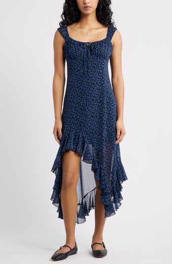 Bias Cut Chiffon Asymmetric Hem Dress