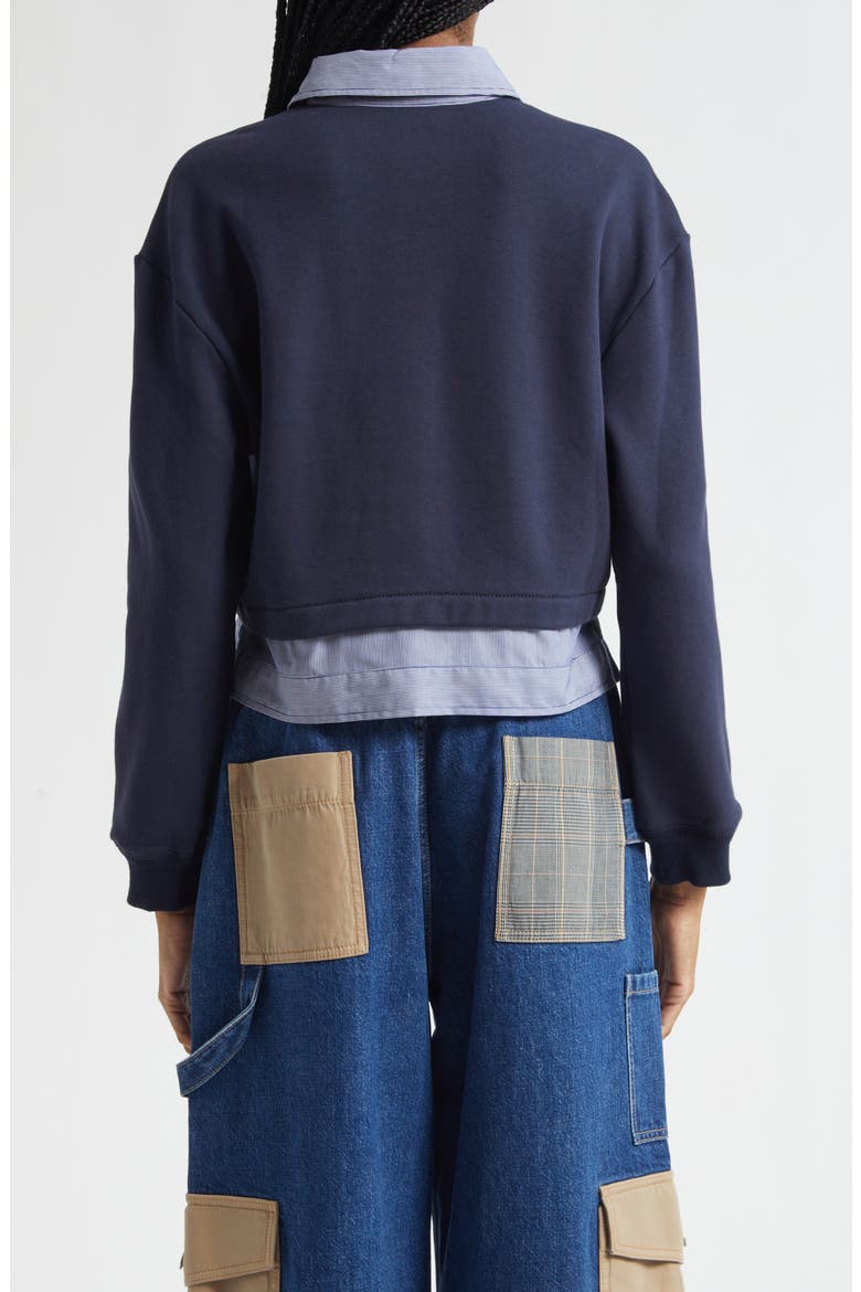 Mixed Media Cotton Crop Sweatshirt, Alternate, color, MIDNIGHT- MIDNIGHT MULTI