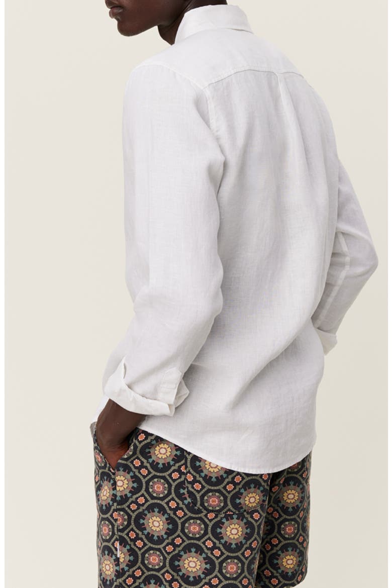 Kristian Linen Button-Up Shirt, Alternate, color, WHITE/ WHITE