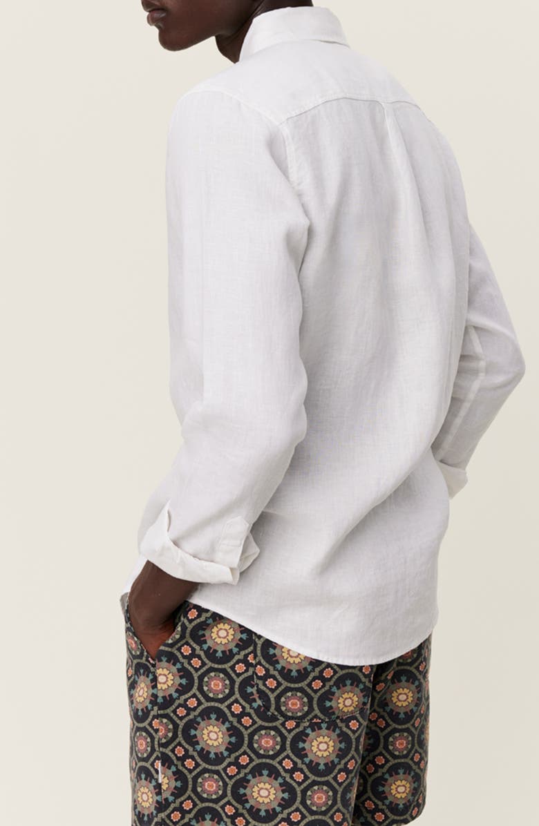 Les Deux Kristian Linen Button-Up Shirt, Alternate, color, White/ White