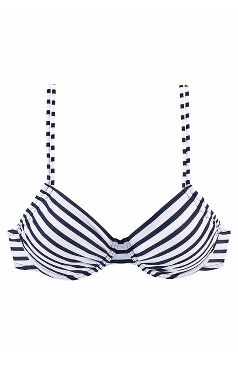 LASCANA Women's Pattern Underwire Bikini Top Size 40B, Alternate, color, Navy Striped
