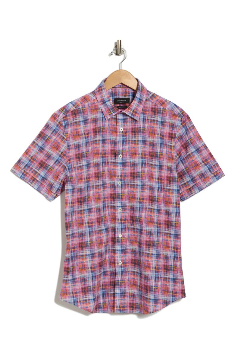 Bugatchi Orson Shaped Fit Short Sleeve Shirt, Alternate, color, 
