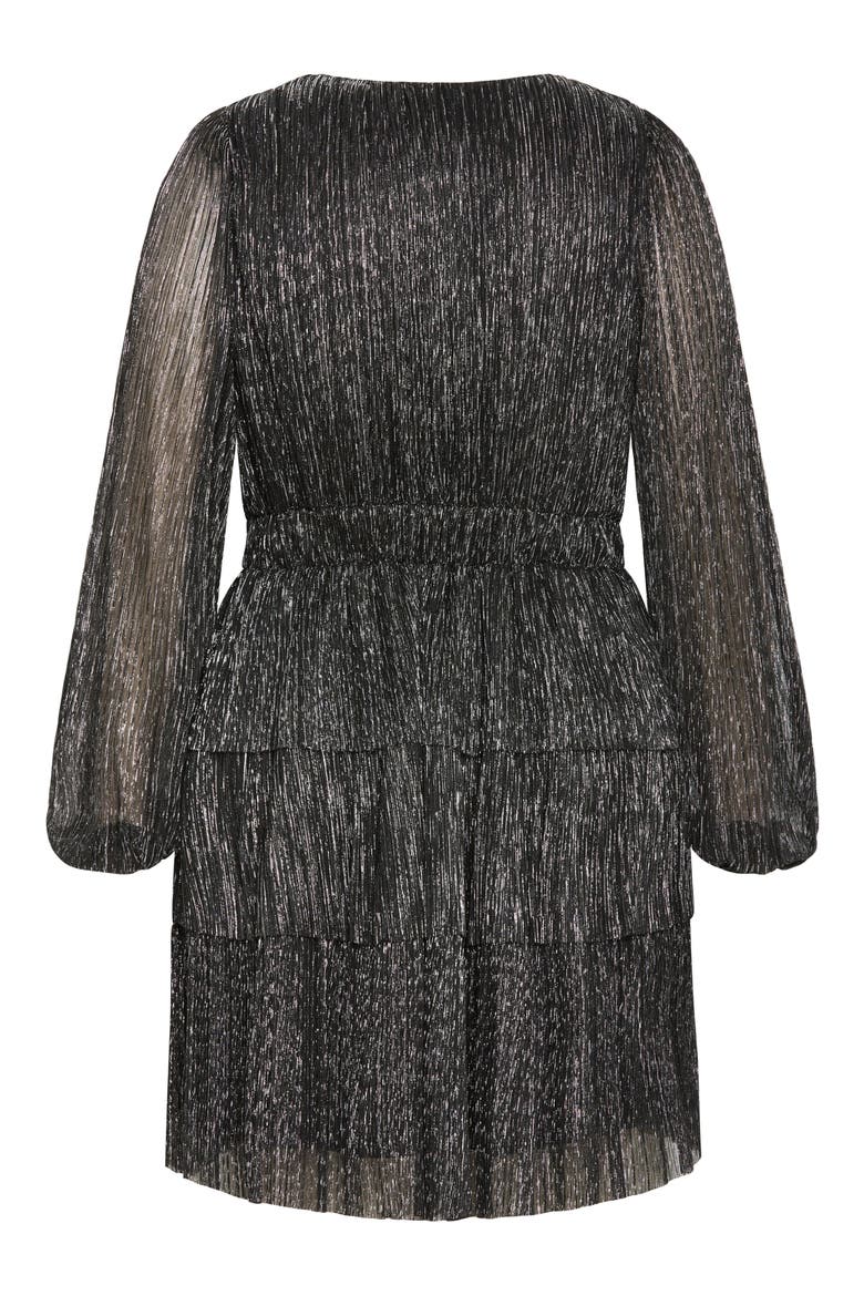 Lily Metallic Ruched Dress, Alternate, color, BLACK