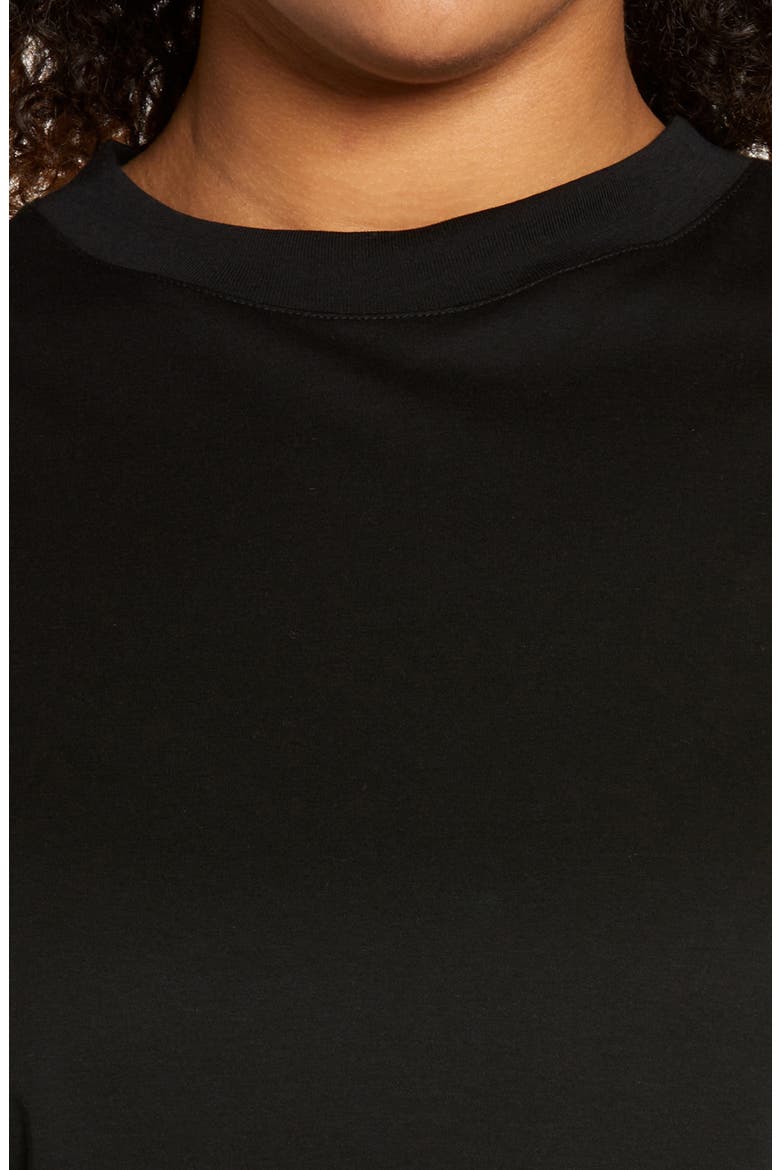 Wide Sleeve Pima Cotton Crop Top, Alternate, color, BLACK