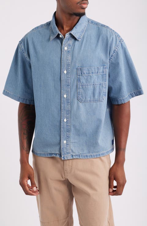 Cyrus Loose Fit Short Sleeve Denim Button-Up Shirt