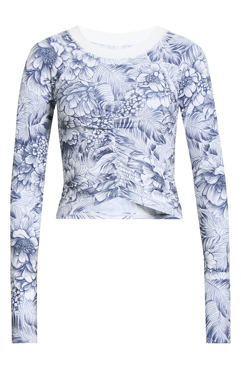 Free People FP Movement Tempo Ruched Crop Top, Main, color, Wildside Navy Combo