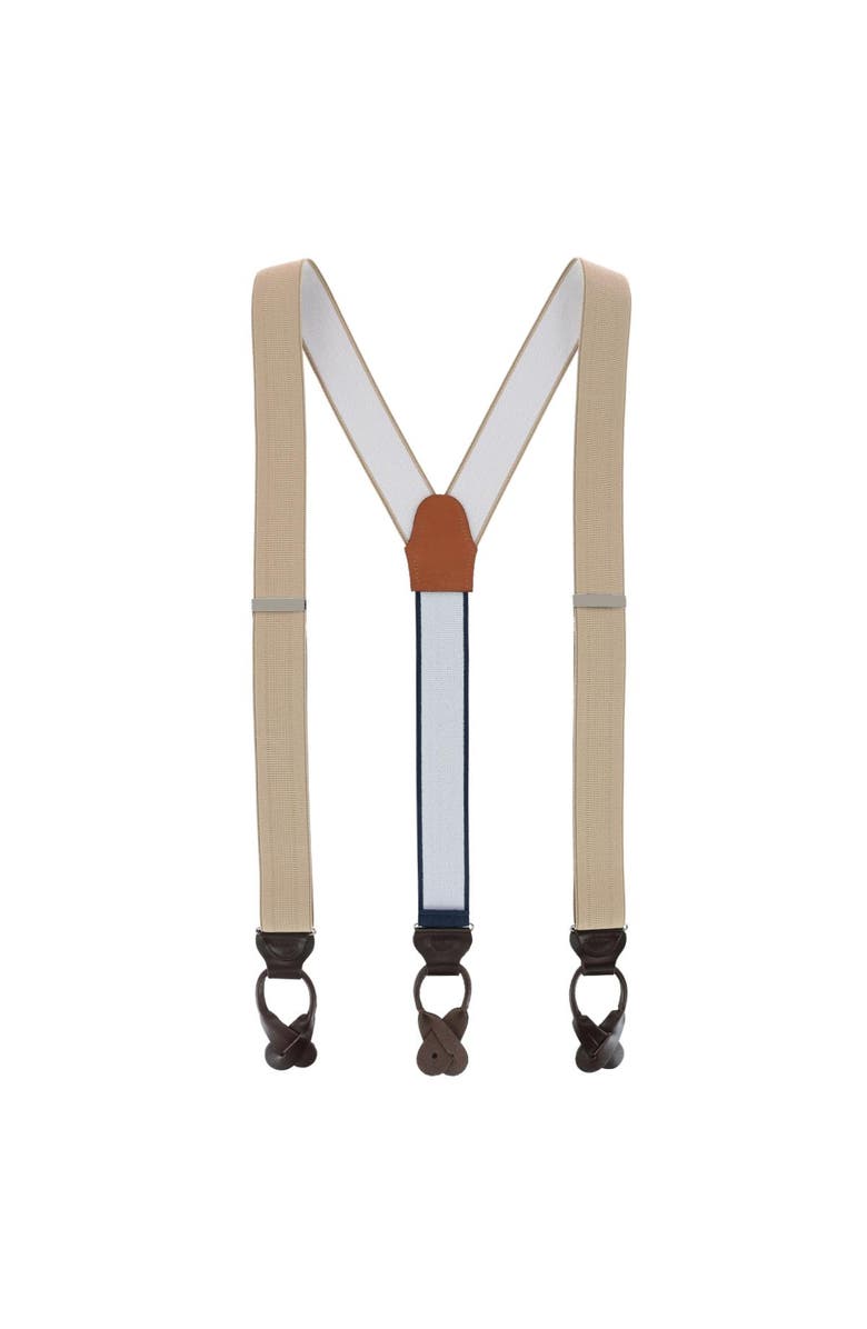 Trafalgar Big & Tall Classic Stretch Button End Suspenders, Alternate, color, Khaki
