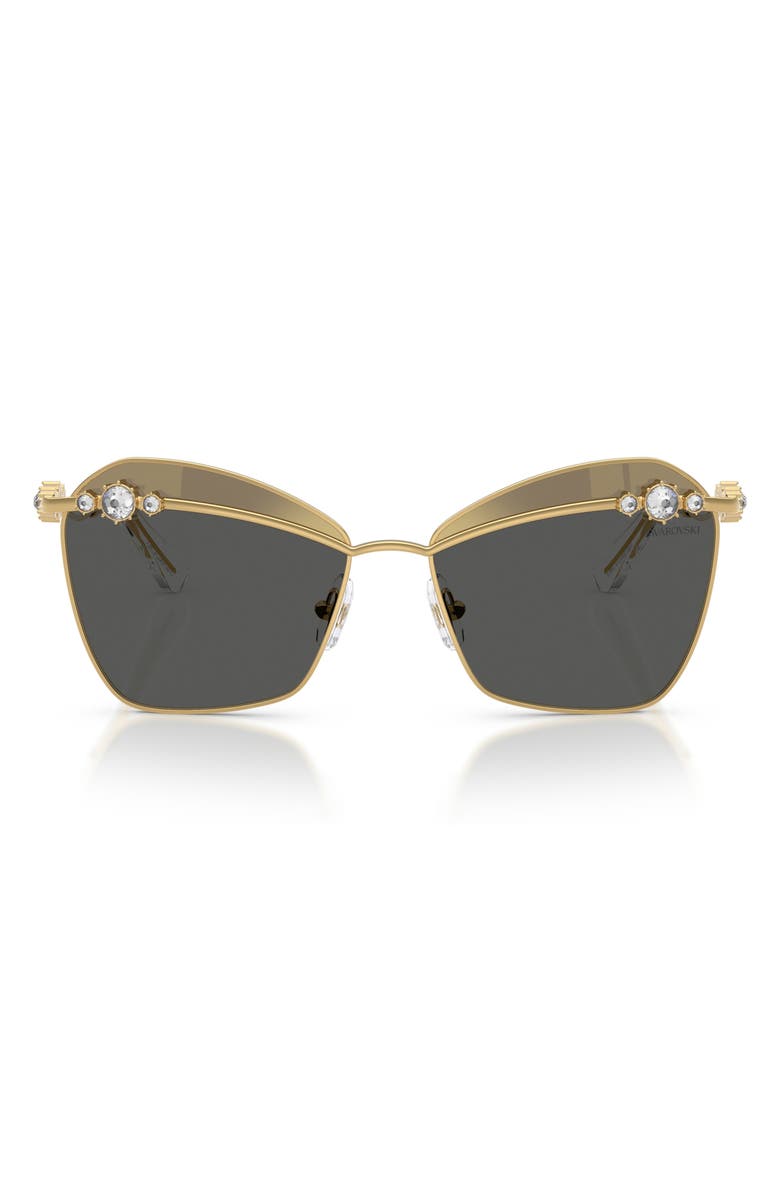 Swarovski 57mm Butterfly Sunglasses, Main, color, Gold / Grey Tampo Gold