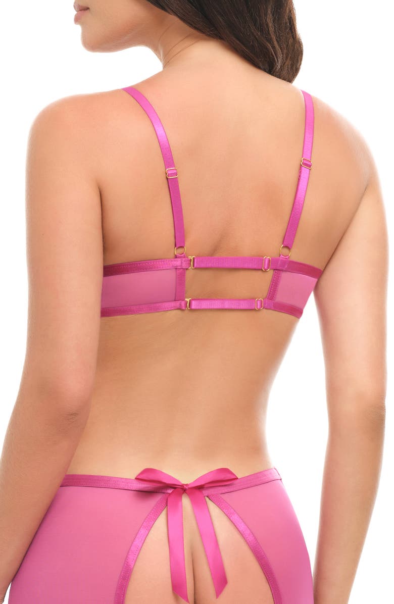 Oh La La Cheri Rosie Floral Embroidered Open Back Chemise, Alternate, color, Rose Garden/ Rose Violet