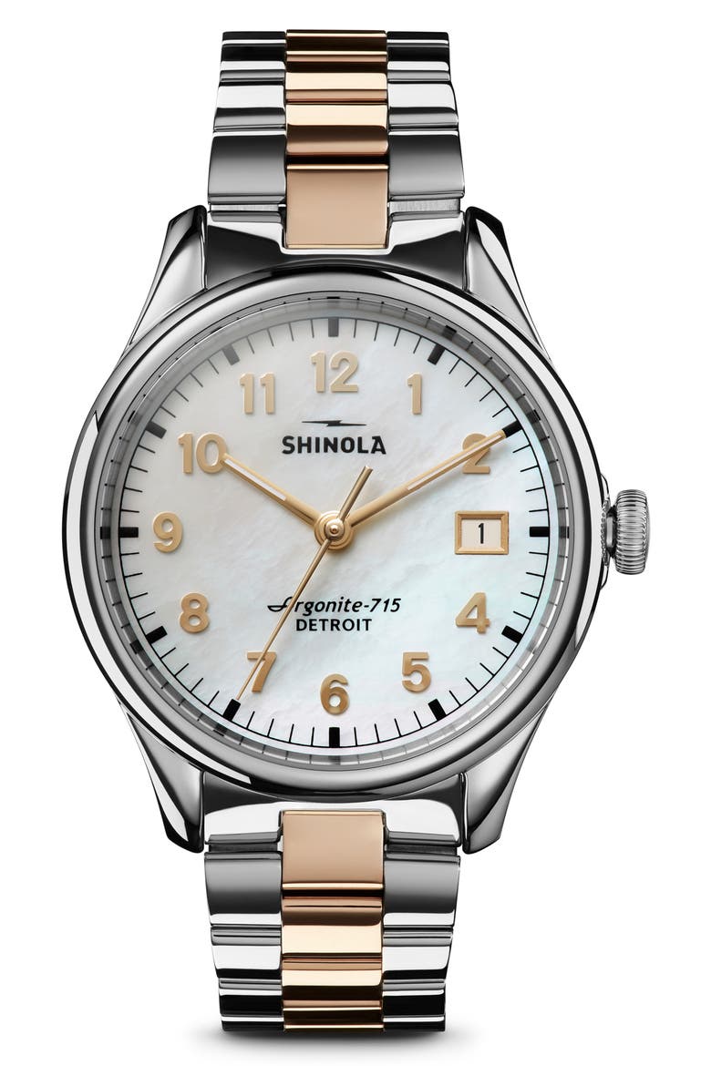 The Vinton Bracelet Watch, 38mm, Main, color, SILVER/ MOP/ GOLD