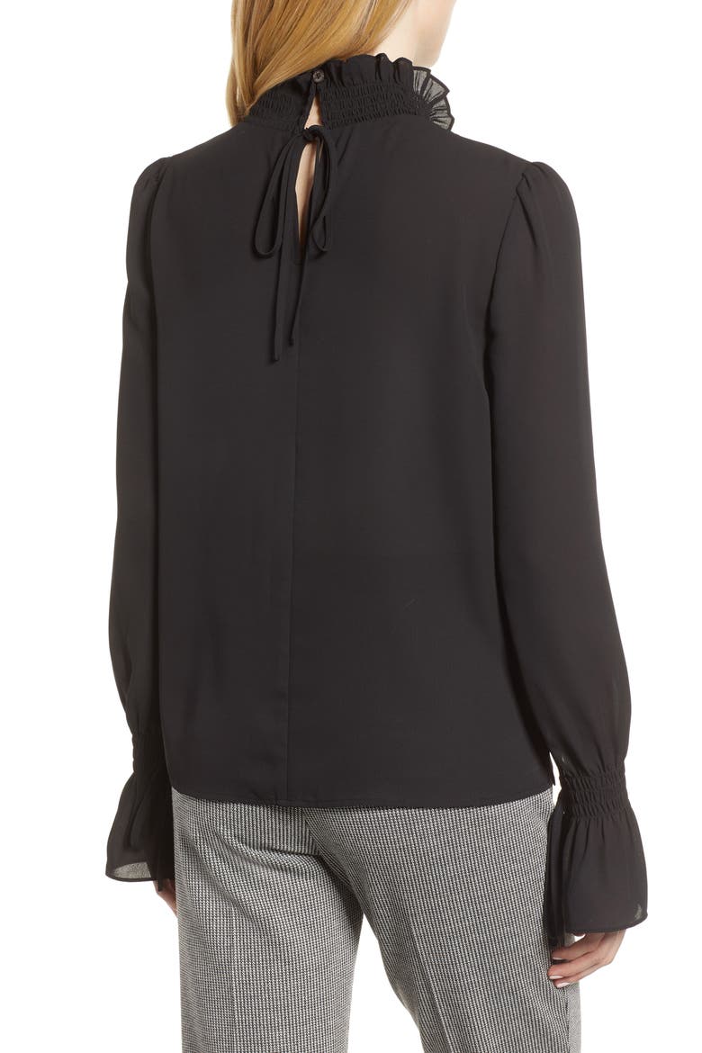 Smocked Neck Blouse, Alternate, color, RICH BLACK