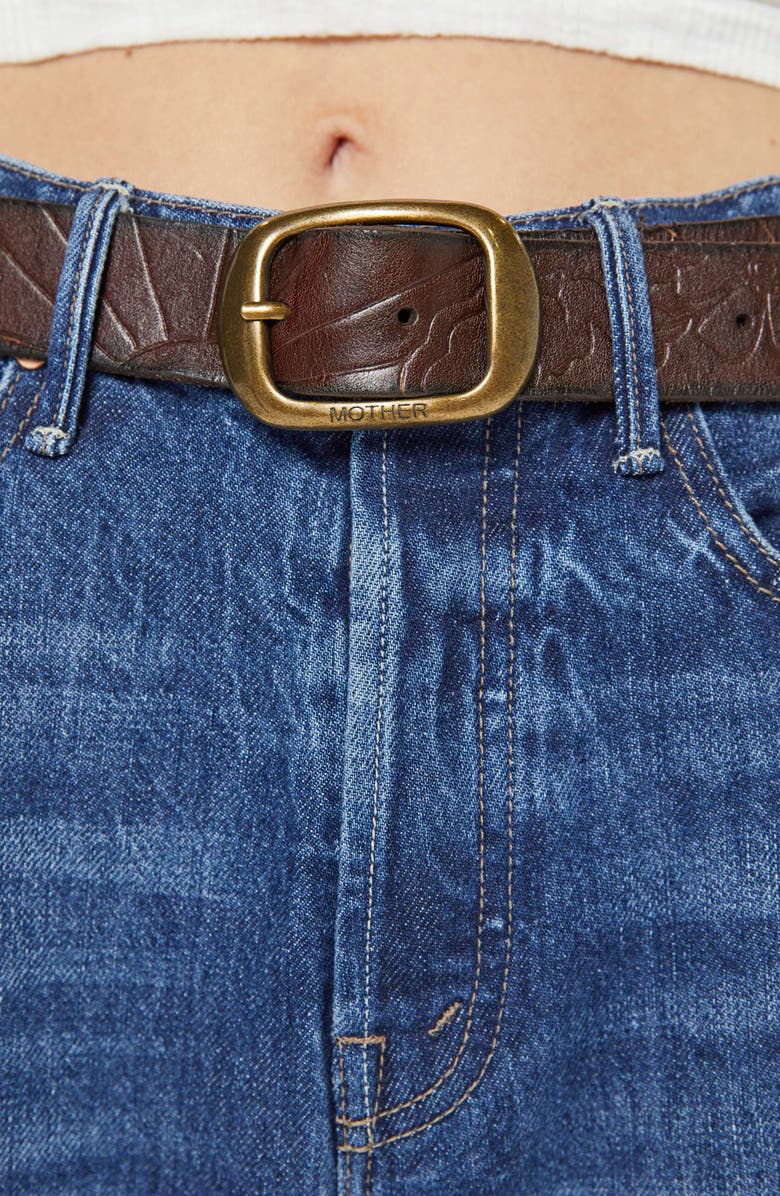 MOTHER The Magpie Embossed Leather Belt, Alternate, color, Cognac