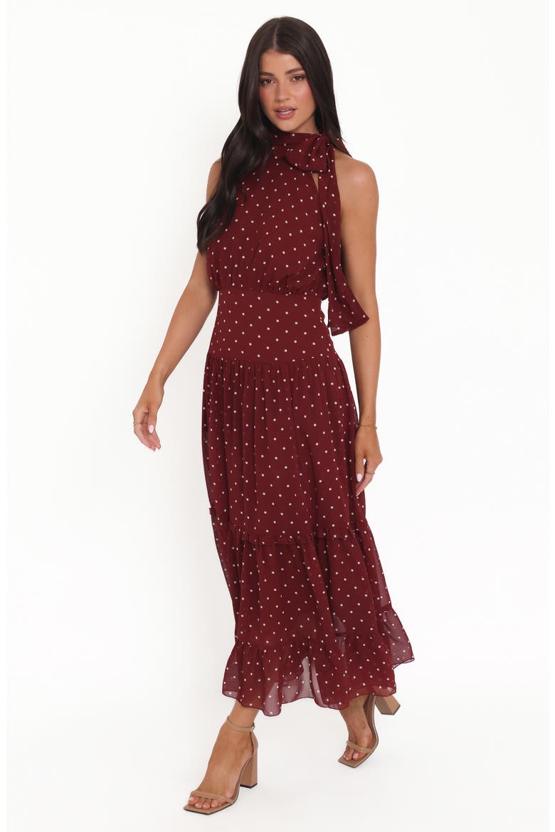 Leona Halter Maxi Dress, Alternate, color, RED POLKA DOT