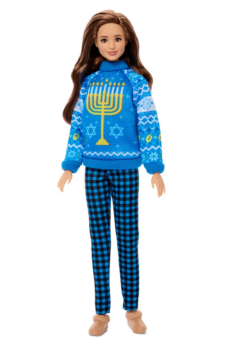 Kids' Holiday Sweater Hanukkah Doll, Main, color, BLUE